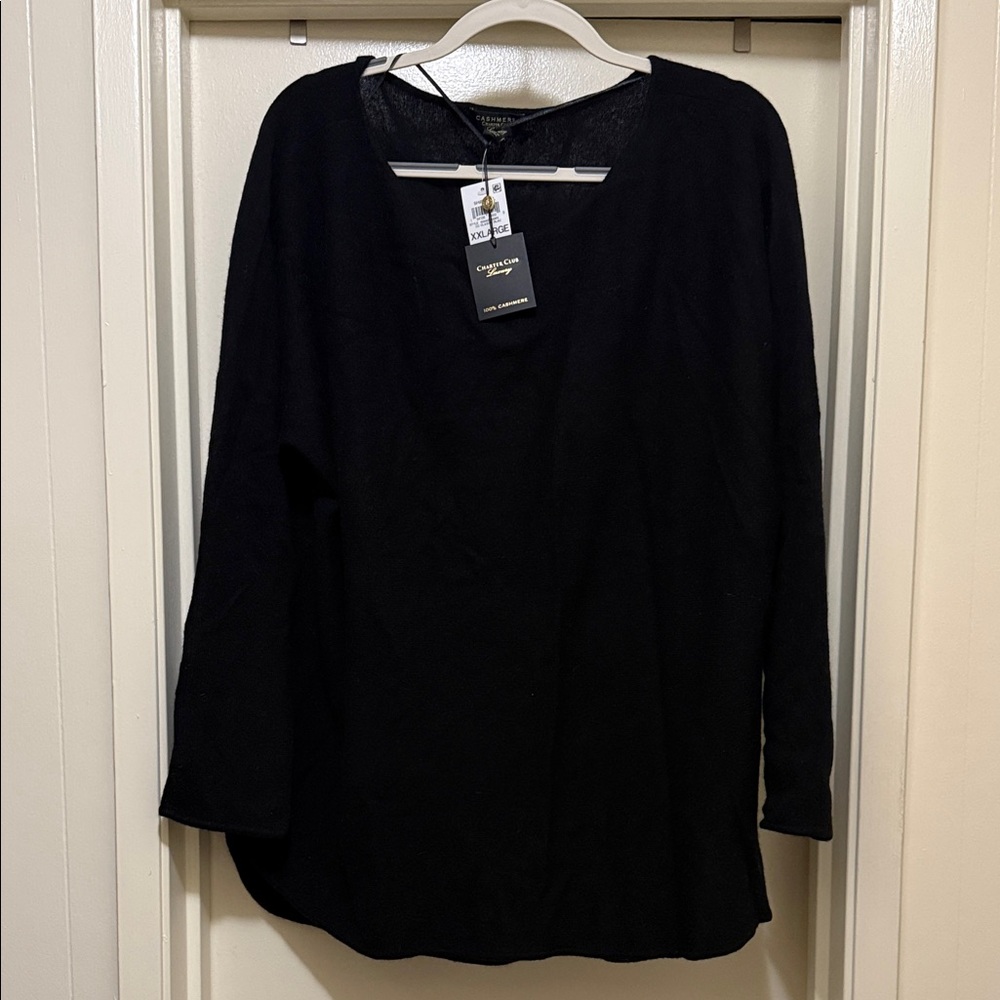 NWT Elegant Black Women's Cashmere Sweater XXL 3/4 sleeve 
Measurements 26W X26L